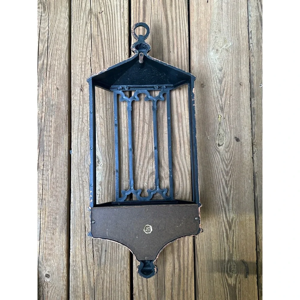 Vintage Bronze Hammered Metal Wall Sconce Lantern Candle Holder Gothic Decor